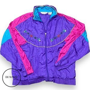 Two Twenty Women's Vintage Colorblock Full Zip Windbreaker Jacket Size Medium